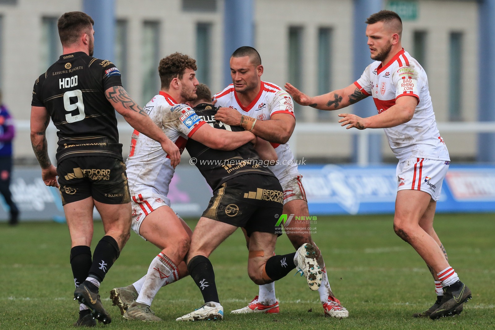 15th March 2020, Hull College Craven Park, Kingston upon Hull, England; Coral Challenge Cup, Round 5, Hull KR v Leigh Centurions : Hull KR defence stay strong in the tackle