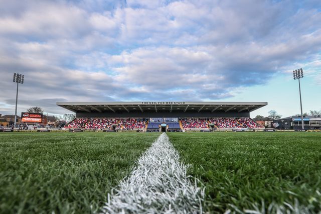 A general view of DIY Kitchens Stadium during the Betfred Super League Round 8 match Wakefield Trinity vs Castleford Tigers at DIY Kitchens Stadium, Wakefield, United Kingdom, 17th April 2025

(Photo by Alfie Cosgrove/News Images)