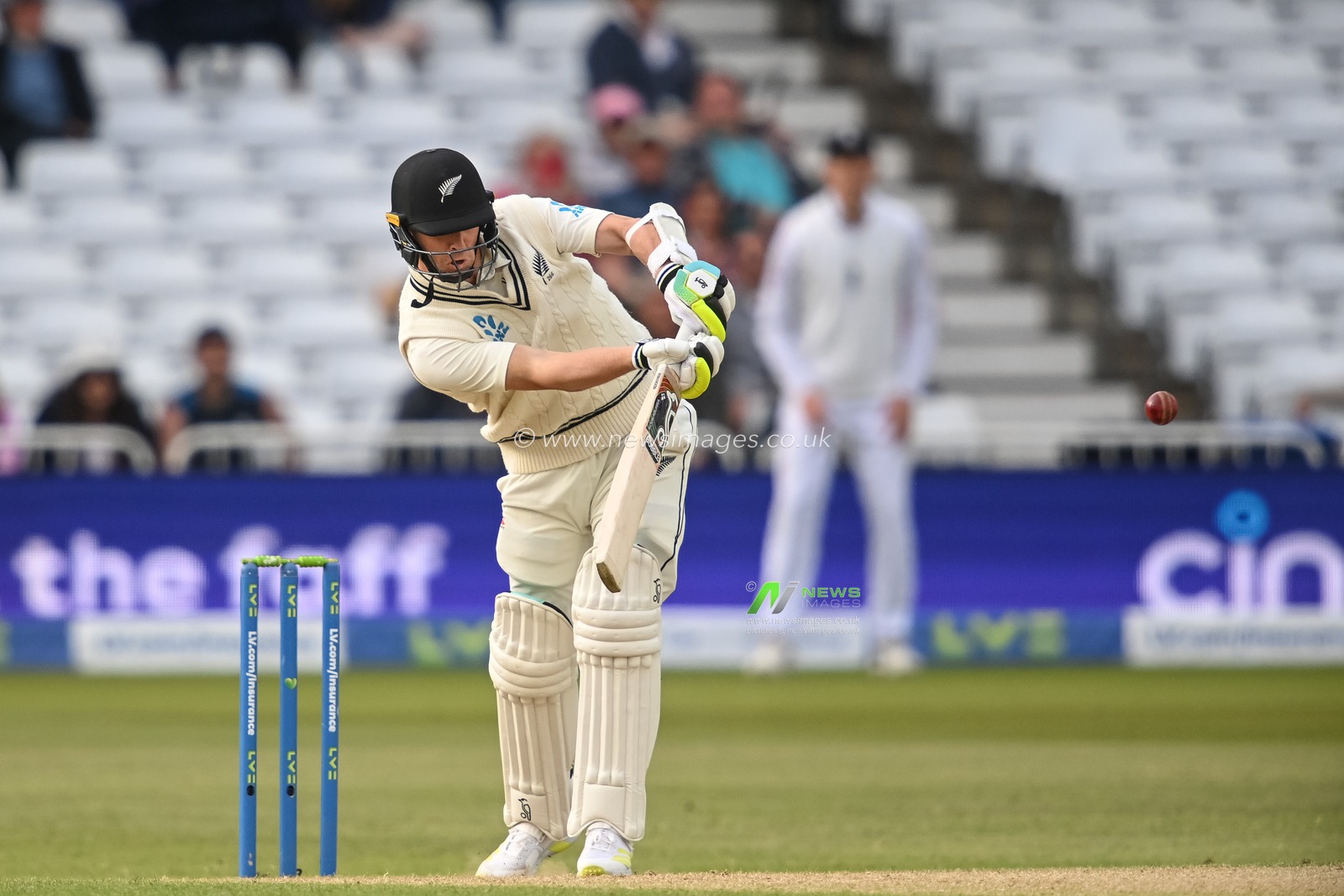 Matt Henery of New Zealand hits a four (4)
