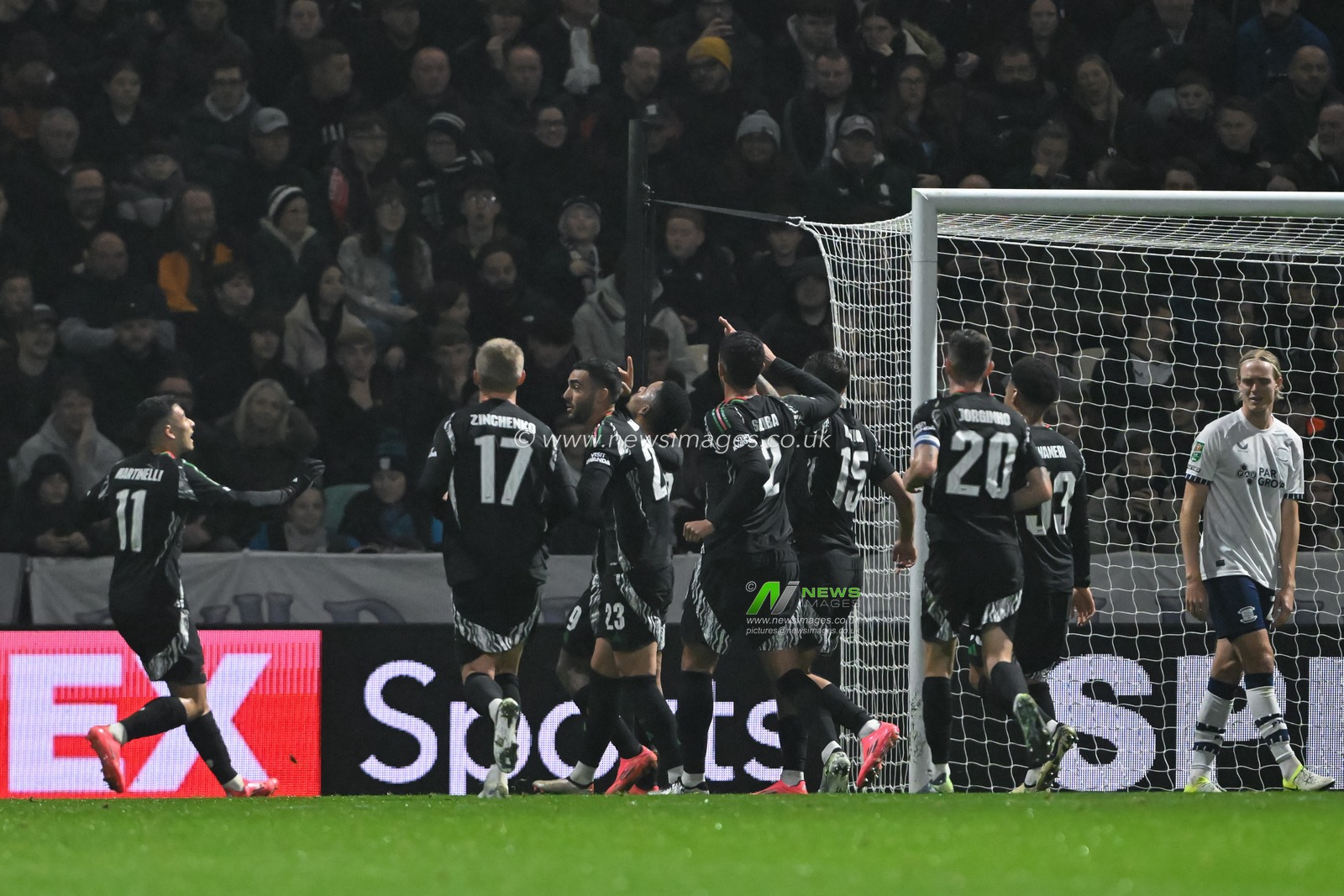 Gabriel Jesus of Arsenal celebrates his goal to make it 0-1 Arsenal during the Carabao Cup Last 16 match Preston North End vs Arsenal at Deepdale, Preston, United Kingdom, 30th October 2024

(Photo by Cody Froggatt/News Images)