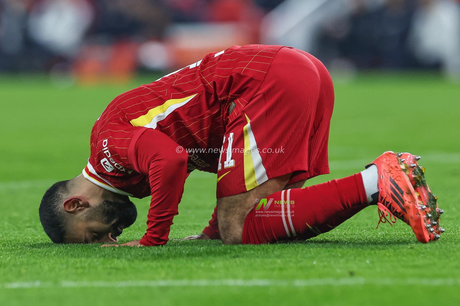 Mohamed Salah of Liverpool celebrates his goal to make it  1-0 during the UEFA Champions League - League Stage Liverpool v Lille at Anfield, Liverpool, United Kingdom, 21st January 2025

(Photo by Mark Cosgrove/News Images)