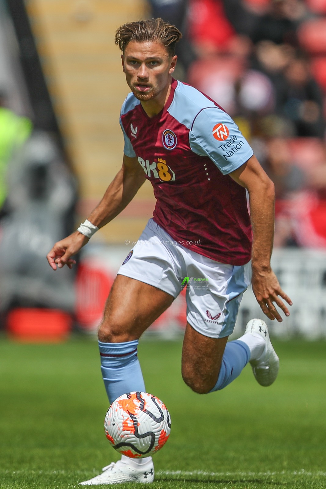 Matty Cash #2 of Aston Villa in action during the Pre-season friendly match Walsall vs Aston Villa at Poundland Bescot Stadium, Walsall, United Kingdom, 15th July 2023

(Photo by Gareth Evans/News Images)