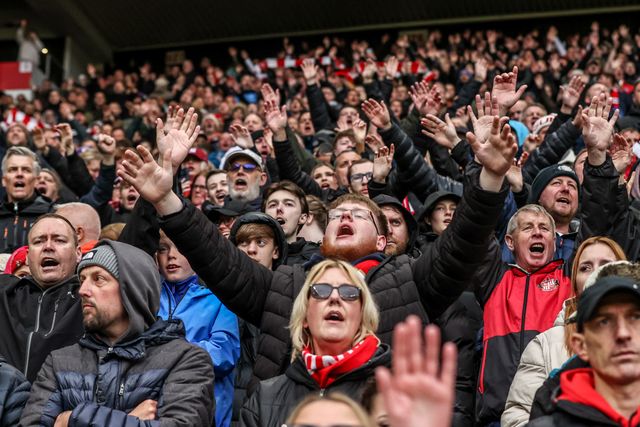Sunderland fans before the game during the Premier League match Sunderland vs Manchester United at Stadium Of Light, Sunderland, United Kingdom on 09 May 2026

(Photo by Alfie Cosgrove/News Images)