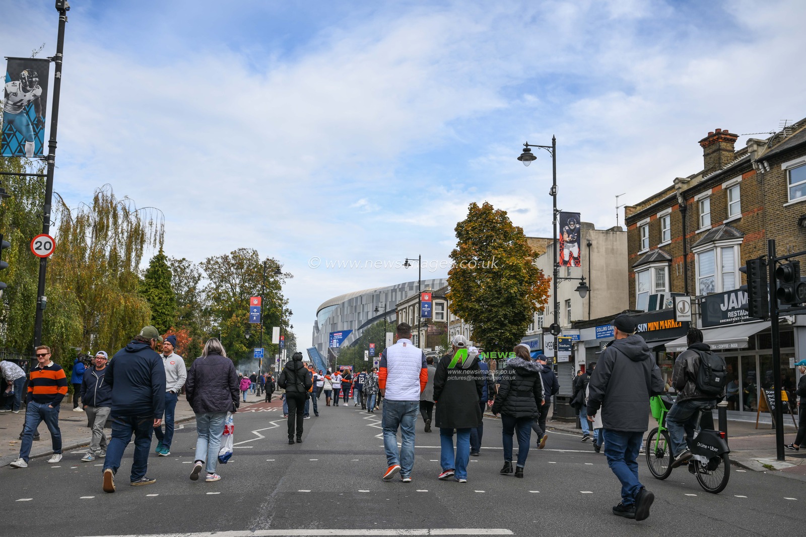 Fans begin to arrive ahead of  the Week 6 match Chicago Bears vs Jacksonville Jaguars at Tottenham Hotspur Stadium, London, United Kingdom, 13th October 2024

(Photo by Craig Thomas/News Images)