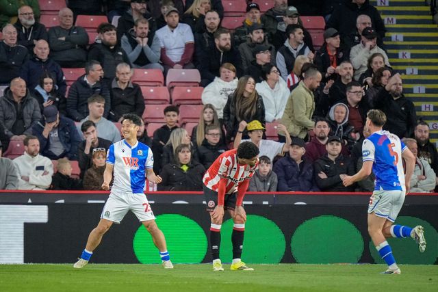 Ryoya Morishita of Blackburn Rovers celebrates his goal to make it  0-2 during the Sky Bet Championship match Sheffield United vs Blackburn Rovers at Bramall Lane, Sheffield, United Kingdom on 22 April 2026

(Photo by Maynard Manyowa/News Images)