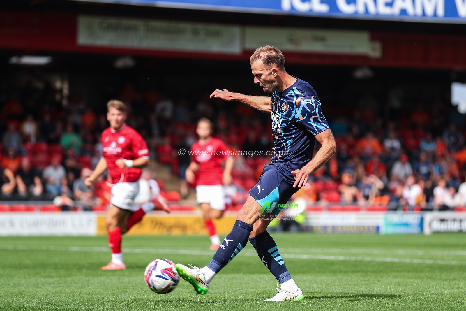 Jordan Rhodes of Blackpool scores a goal to make it 0-2 during the Pre-season friendly match Crewe Alexandra vs Blackpool at Alexandra Stadium, Crewe, United Kingdom, 3rd August 2024

(Photo by Gareth Evans/News Images)