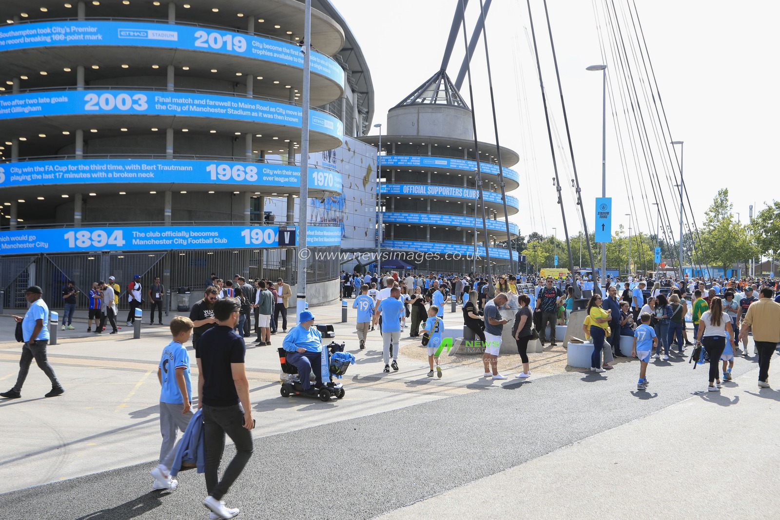 Outside The Etihad Stadium ahead of the Premier League match Manchester City vs Fulham at Etihad Stadium, Manchester, United Kingdom, 2nd September 2023

(Photo by Conor Molloy/News Images)