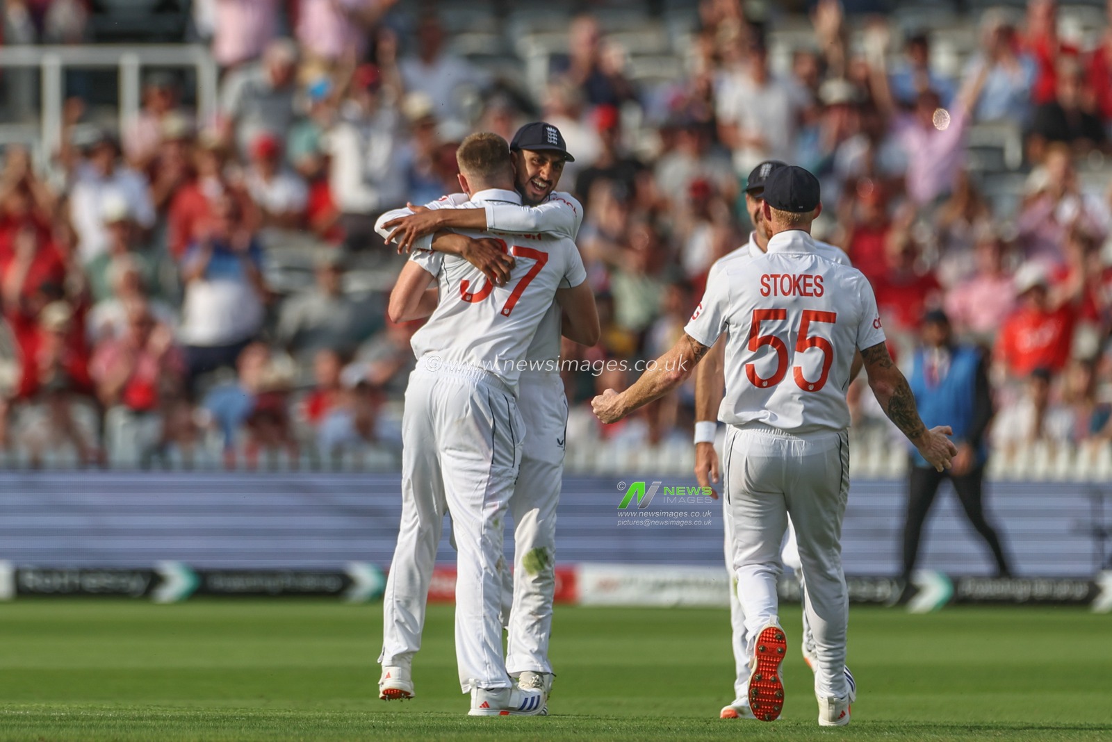 Ben Stokes of England celebrates the wicket of Jason Holder of West Indies during the Rothesay Test Match Day Two England v West Indies at Lords, London, United Kingdom, 11th July 2024

(Photo by Mark Cosgrove/News Images)