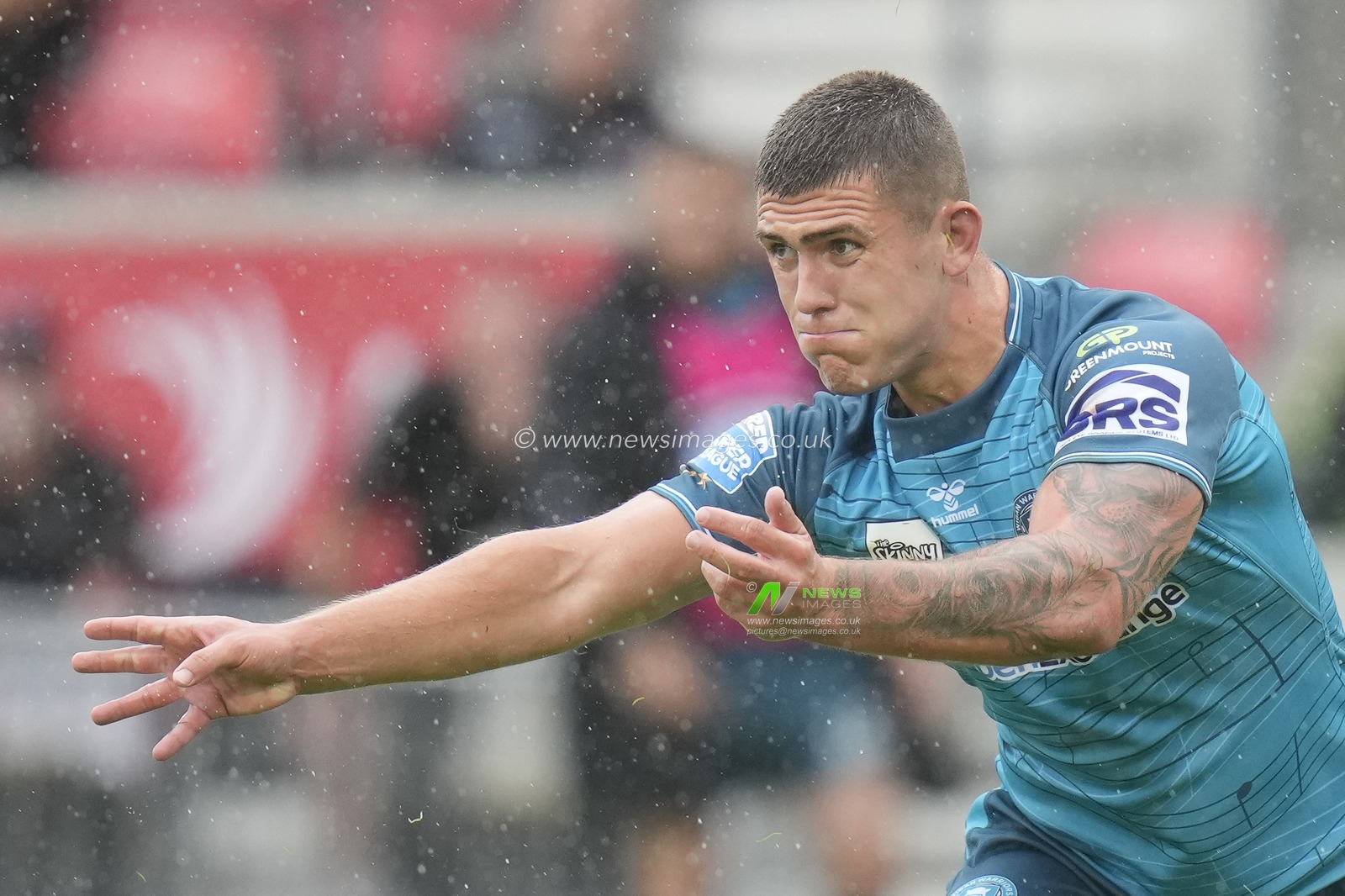 Brad Oâ€™Neill #22 of Wigan Warriors passes the ball during the Betfred Super League Round 16 match Salford Red Devils vs Wigan Warriors at AJ Bell Stadium, Eccles, United Kingdom, 25th June 2023

(Photo by Steve Flynn/News Images)