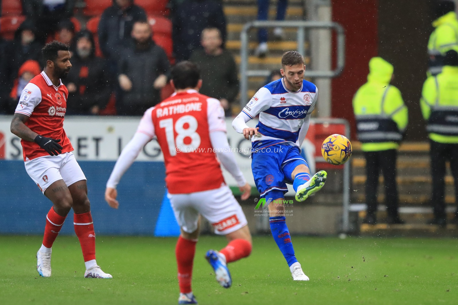 Sam Field #8 of Queens Park Rangers kicks the ball clear during the Sky Bet Championship match Rotherham United vs Queens Park Rangers at New York Stadium, Rotherham, United Kingdom, 4th November 2023

(Photo by Alfie Cosgrove/News Images)