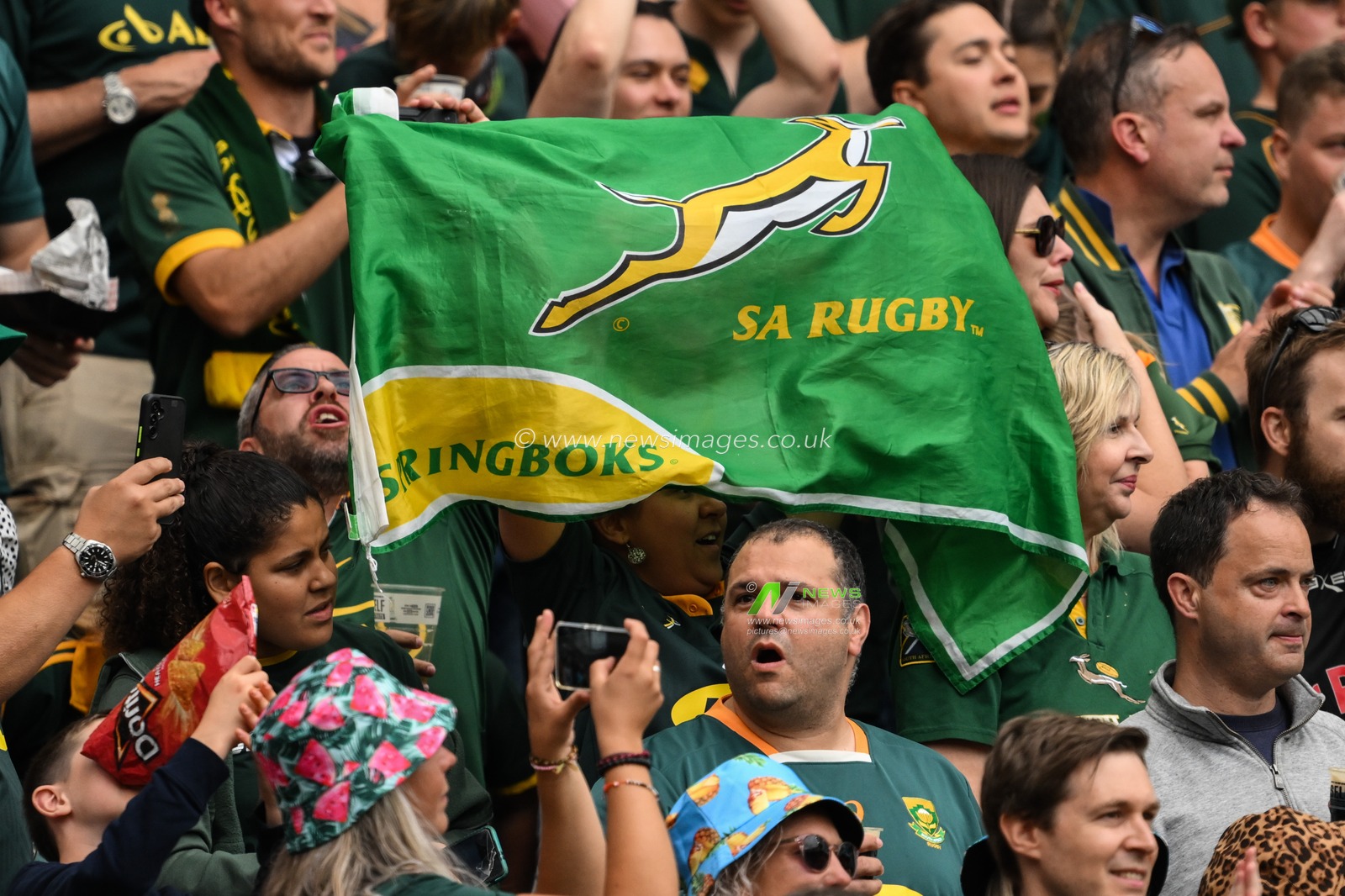 South Africa fans during the Qatar Airways Cup match South Africa vs Wales at Twickenham Stadium, Twickenham, United Kingdom, 22nd June 2024

(Photo by Craig Thomas/News Images)