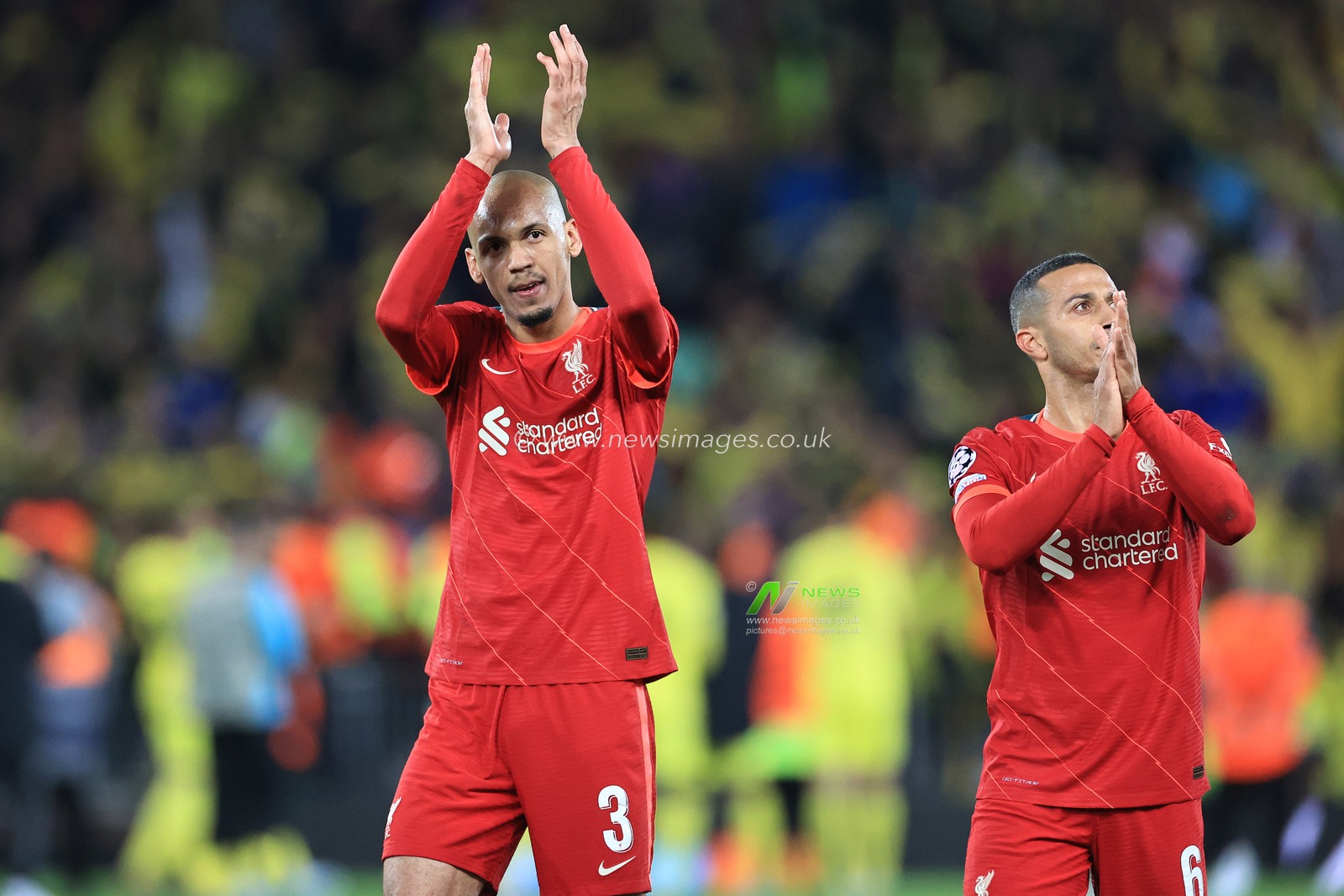 Fabinho #3 of Liverpool applauds the fans at the final whistle