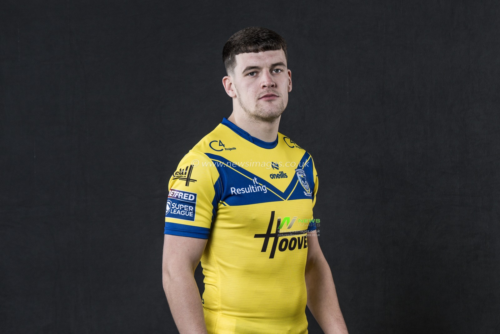Josh Thewlis in the Home kit during the Warrington Wolves Team media day at Warrington wolves training centre, Warrington, United Kingdom, 16th January 2025

(Photo by Craig Thomas/News Images)