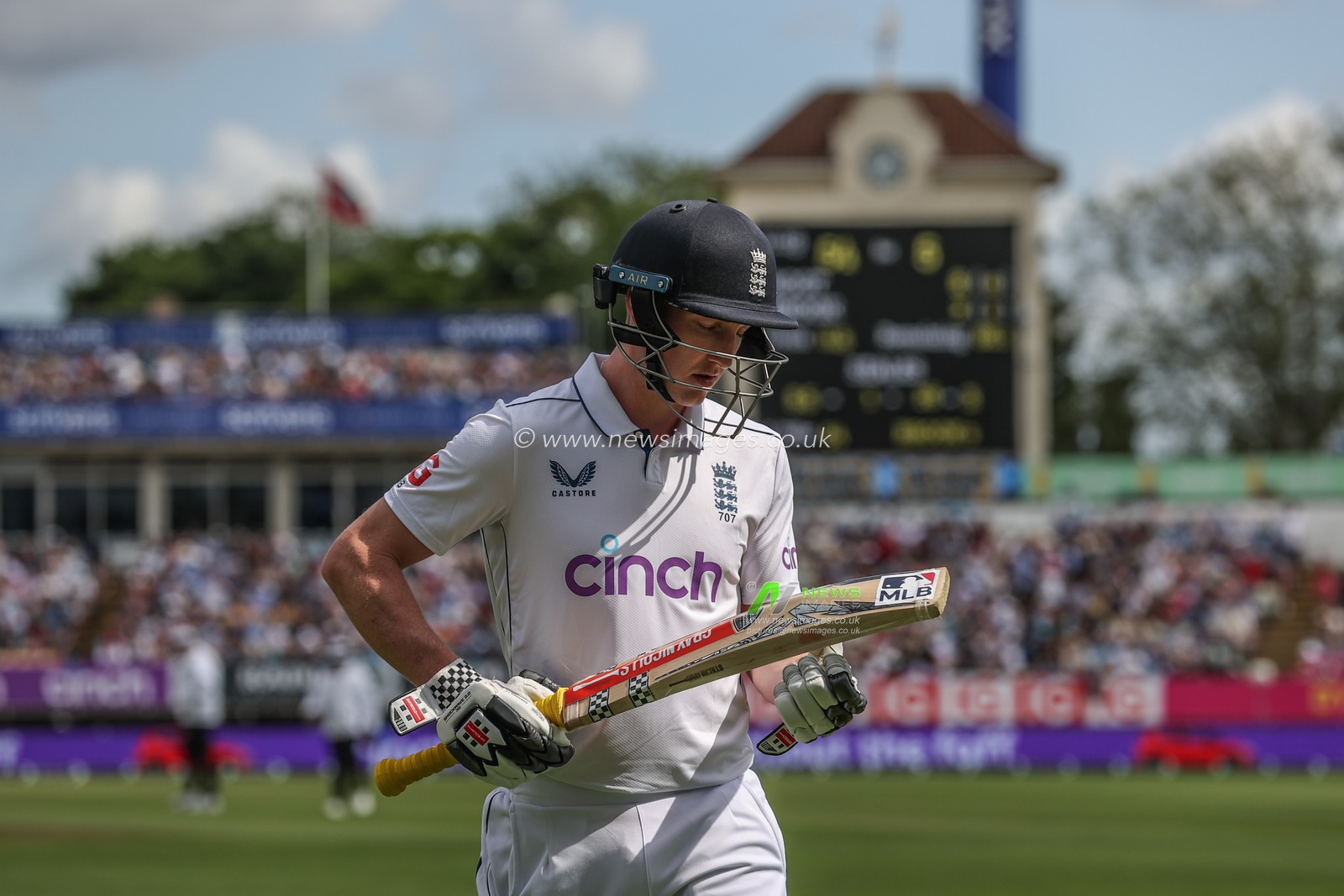 A dejected Harry Brook of England leaves the field of play after being caught out by Joshua Da Silva of West Indies during Day Two of the Rothesay Test match England vs West Indies at Edgbaston, Birmingham, United Kingdom, 27th July 2024

(Photo by Mark Cosgrove/News Images)