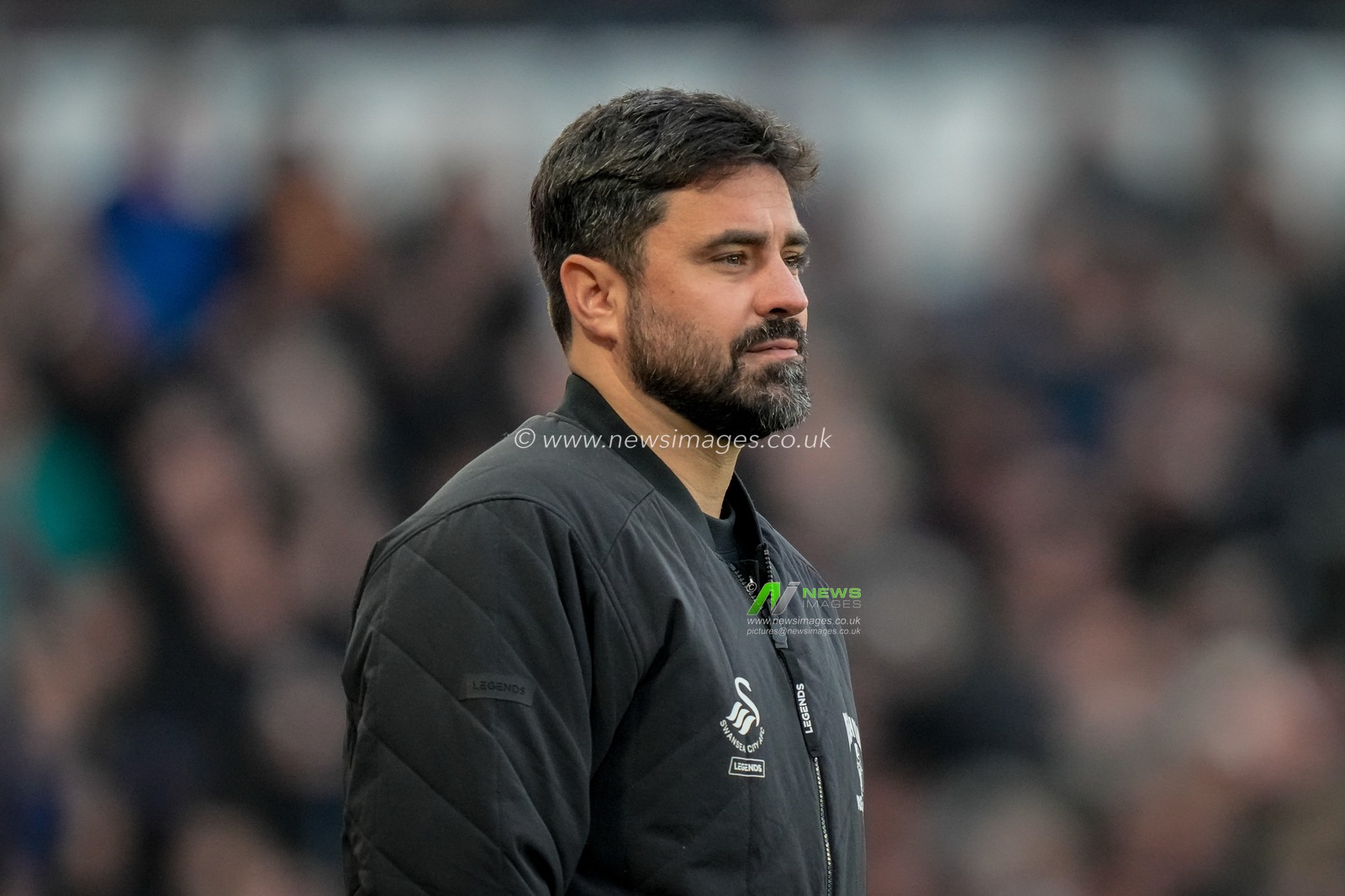 Vitor Matos manager of Swansea City looks on during the Sky Bet Championship match Derby County vs Swansea City at Pride Park Stadium, Derby, United Kingdom on 14 February 2026

(Photo by Maynard Manyowa/News Images)