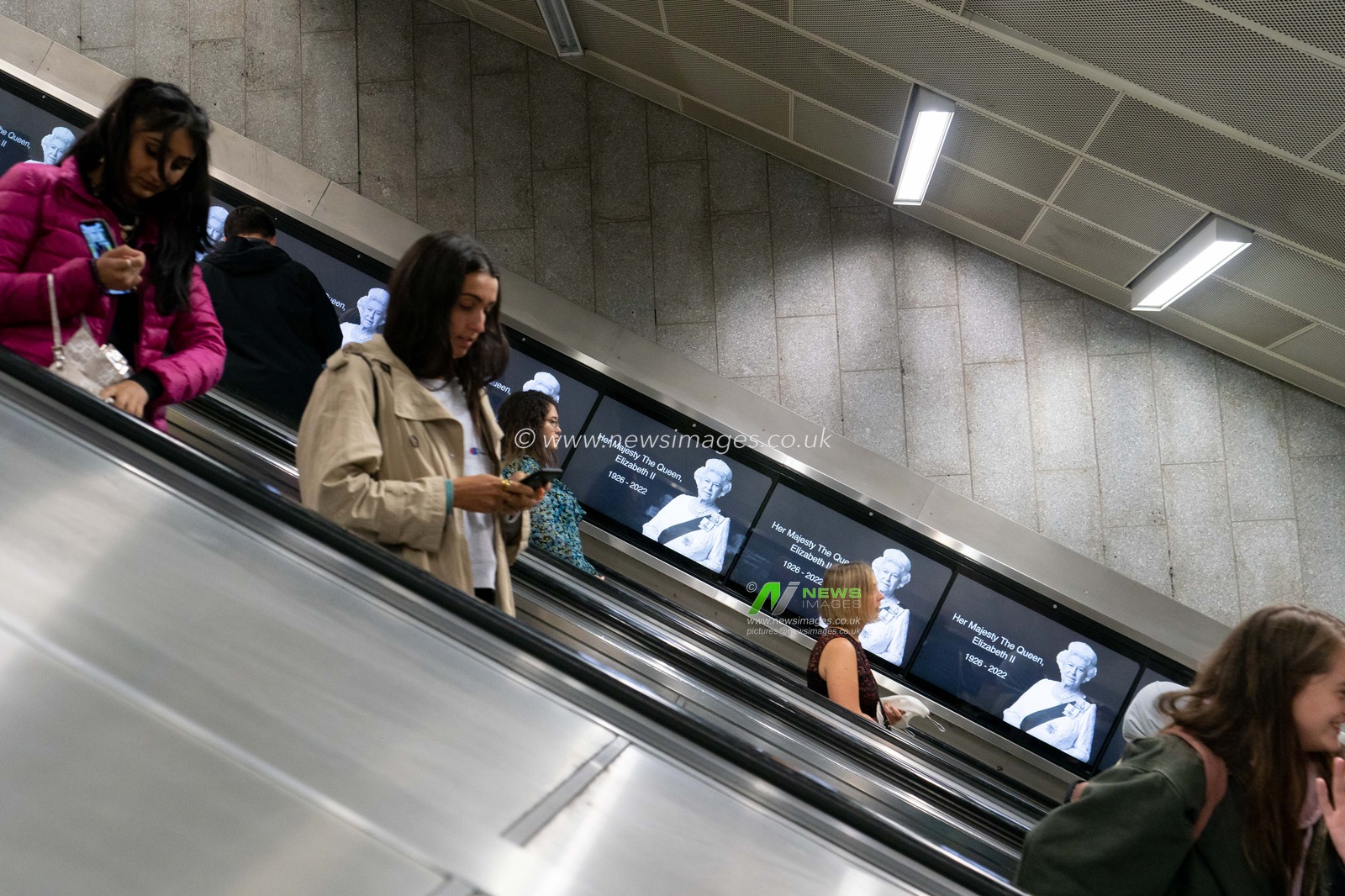 The underground has images of the Queen after the passing of Her Majesty The Queen, London, United Kingdom, 9th September 2022

(Photo by Richard Washbrooke/News Images)