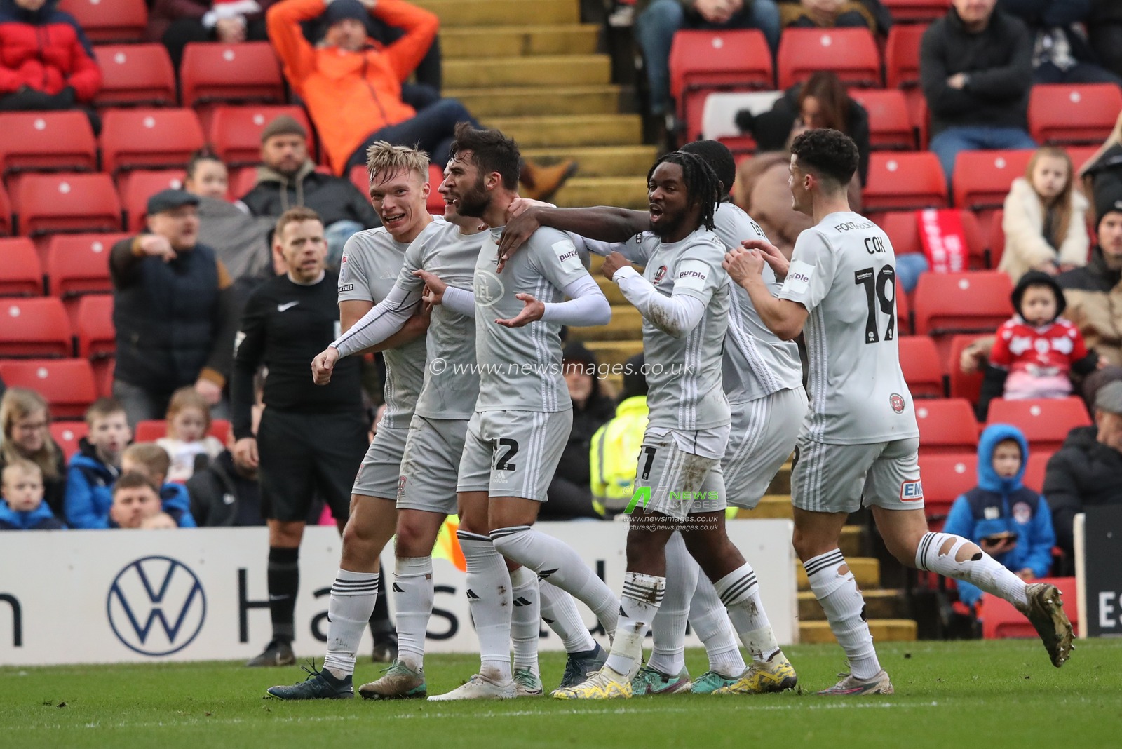 Reece Cole of Exeter City celebrates his goal to make it 0-2 during the Sky Bet League 1 match Barnsley vs Exeter City at Oakwell, Barnsley, United Kingdom, 27th January 2024

(Photo by Alfie Cosgrove/News Images)