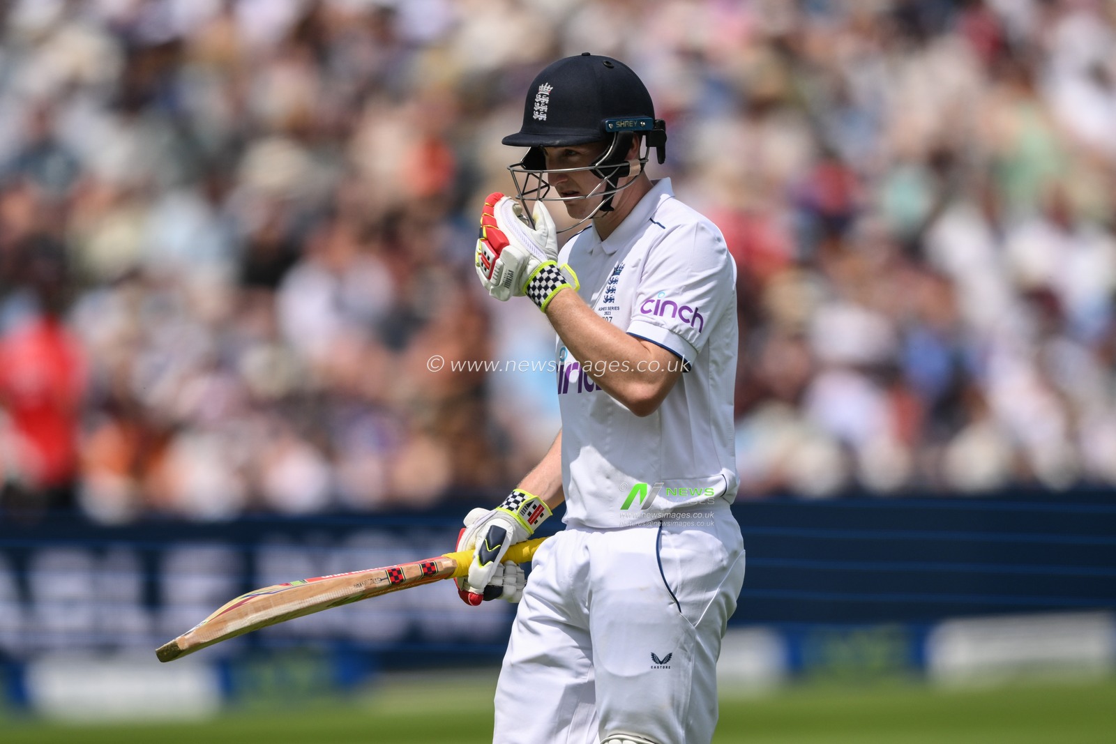 Harry Brook of England leaves the field after being dismissed during the LV= Insurance Ashes Test Series Day 4 match England vs Australia at Edgbaston, Birmingham, United Kingdom, 19th June 2023

(Photo by Craig Thomas/News Images)