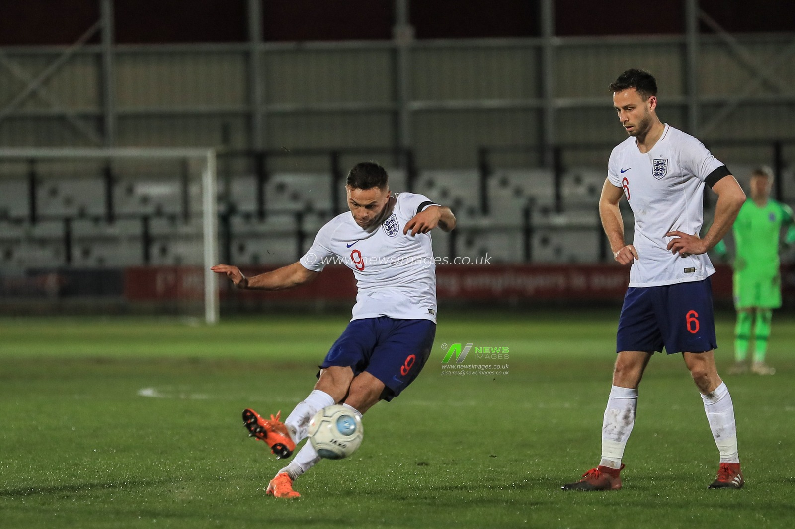 19th March 2019, Moor Lane, Salford, England; International Friendly , England C vs Wales C ;  Kurt Willoughby of of England C scores from a free-kick to make it 2-1



Credit: Mark Cosgrove/News Images