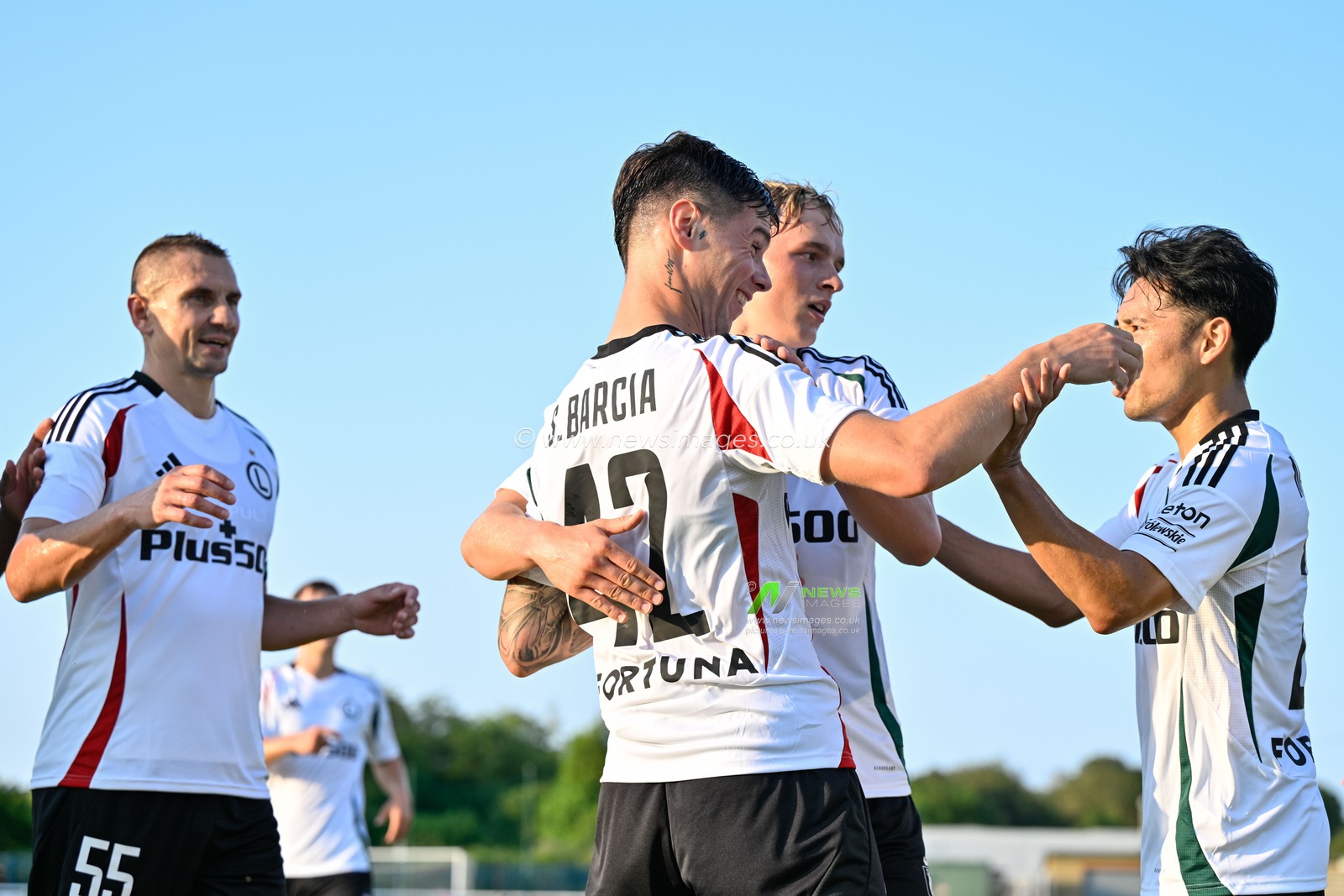 Sergio Barcia of Legia Warszawa celebrates his goal to make it 0-4 Legia Warsaw during the UEFA Europa Conference League Second Qualifying Round 2nd leg match Caernarfon Town vs Legia Warsaw at Nantporth, Bangor, United Kingdom, 1st August 2024

(Photo by Cody Froggatt/News Images)