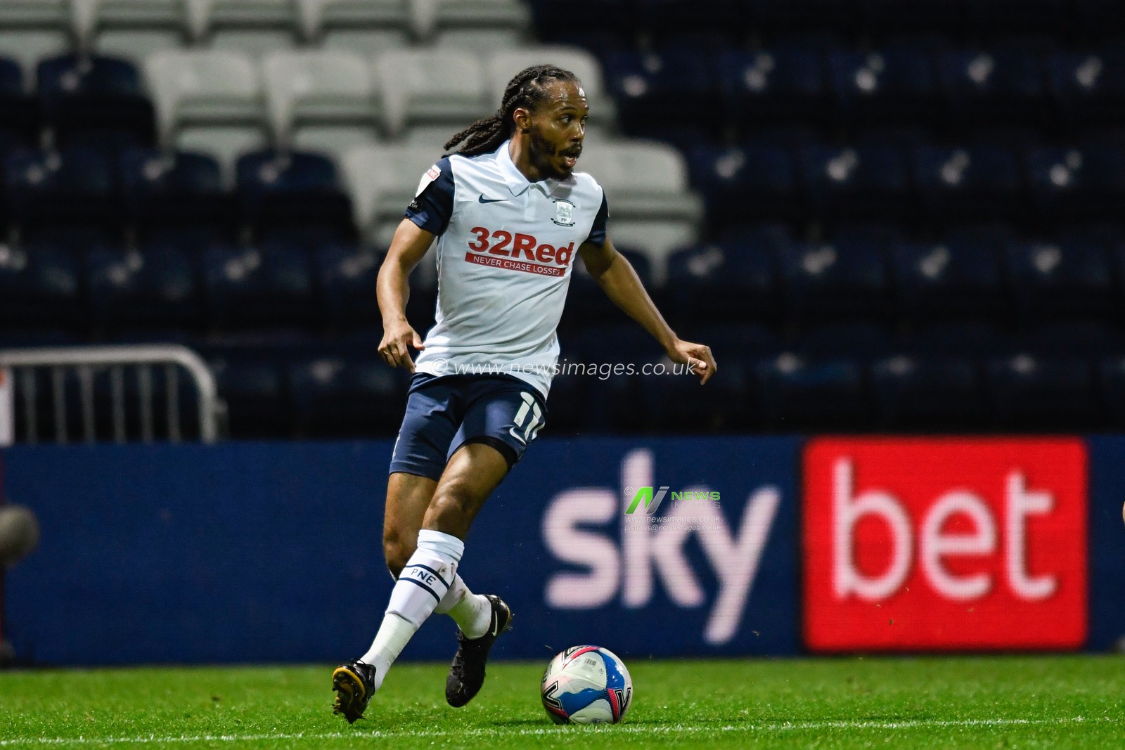 Daniel Johnson #11 of Preston North End with the ball