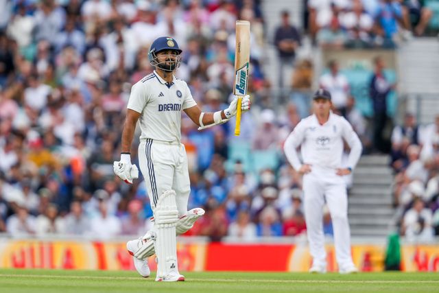 Akash Deep of India celebrates a half century during the 5th Rothesay Test Match Day 3 England vs India at The Kia Oval, London, United Kingdom, 2nd August 2025

(Photo by Izzy Poles/News Images)