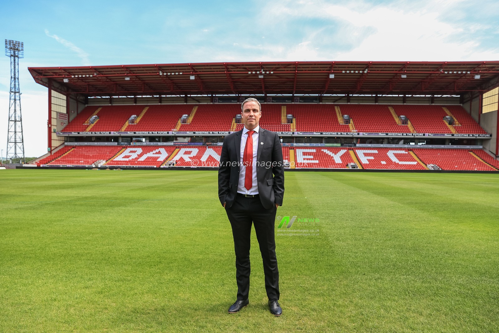 Barnsley FCâ€™s newly appointed Head Coach Michael Duff walks out on the pitch at Oakwell in his first official press conference on the 16th of June 2022, Oakwell, Barnsley, South Yorkshire, United Kingdom.