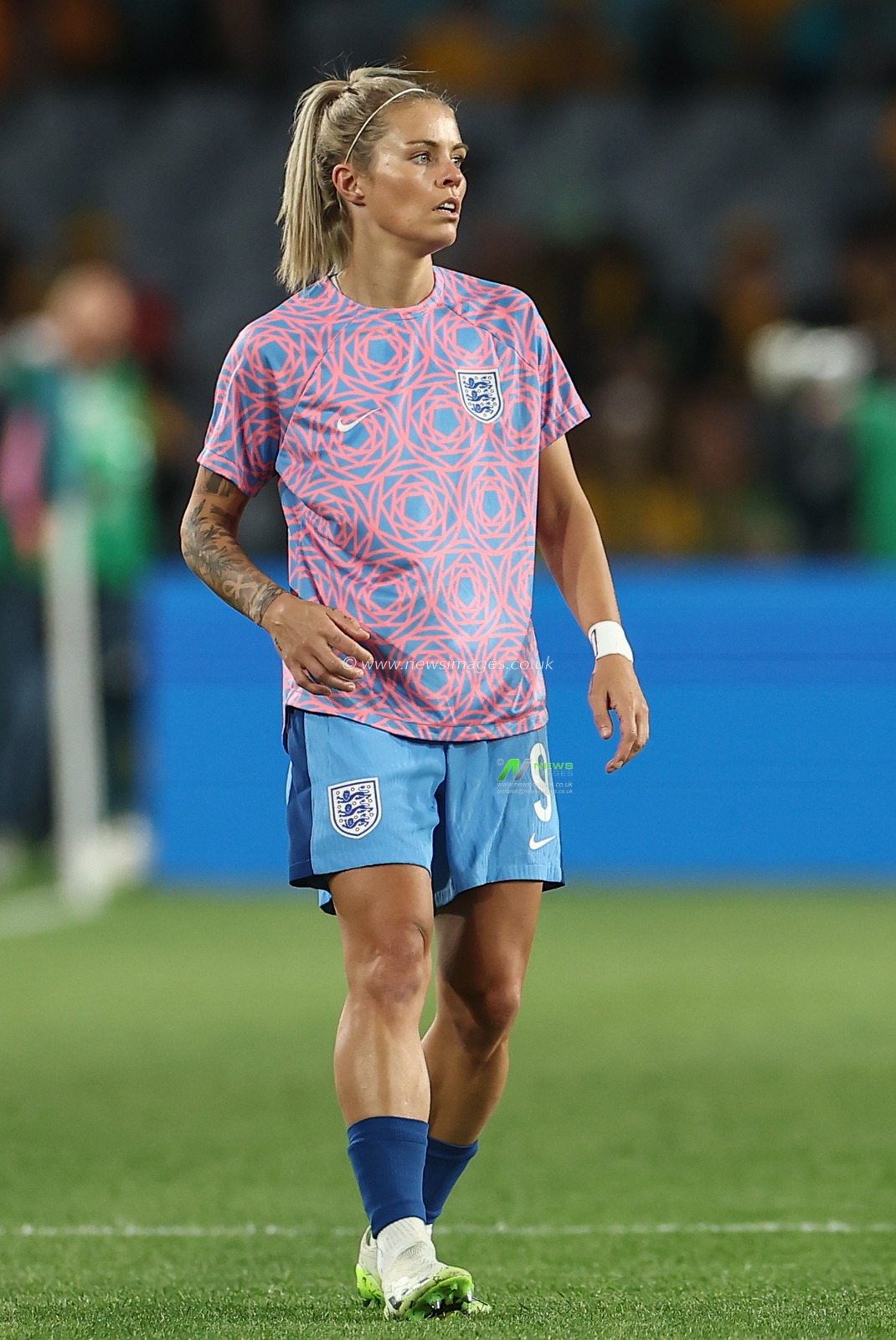 Rachel Daly #9 of England in the pregame warmup session during the FIFA Women's World Cup 2023 Semi-Final match Australia Women vs England Women at Stadium Australia, Sydney, Australia, 16th August 2023

(Photo by Patrick Hoelscher/News Images)