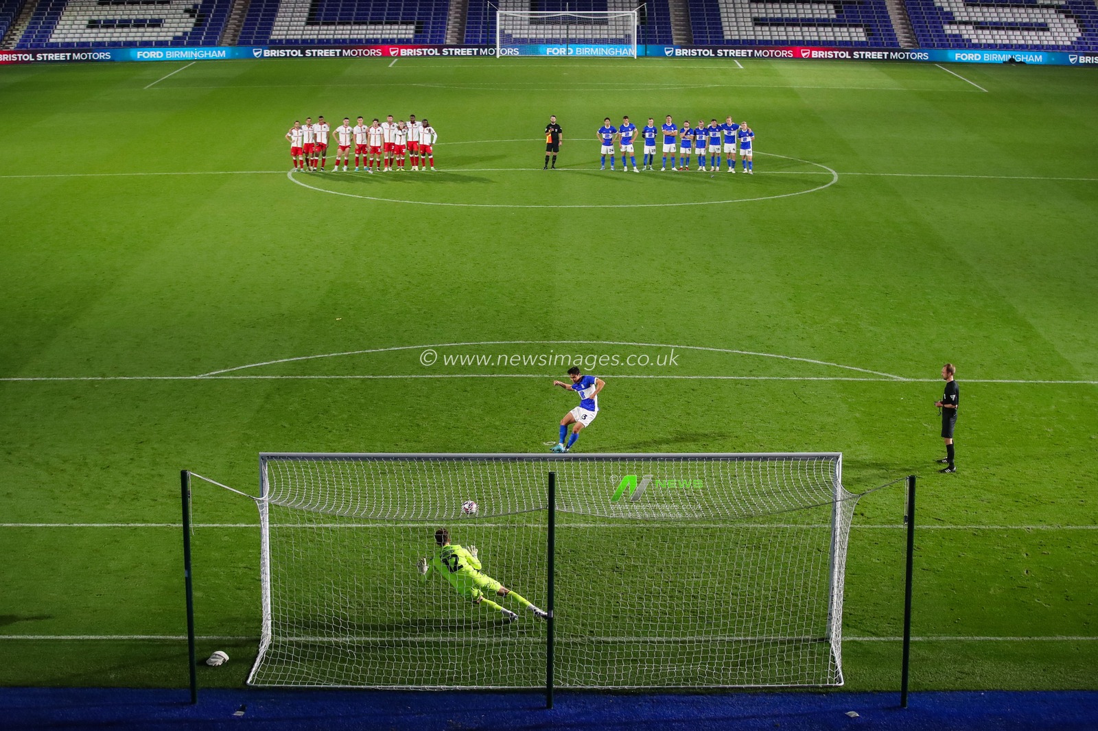 Paik Seung-Ho of Birmingham City has his penalty saved by Sam Hornby of Walsall during the Bristol Street Motors Trophy match Birmingham City vs Walsall at St. Andrew's @ Knighthead Park, Birmingham, United Kingdom, 3rd September 2024

(Photo by Gareth Evans/News Images)
