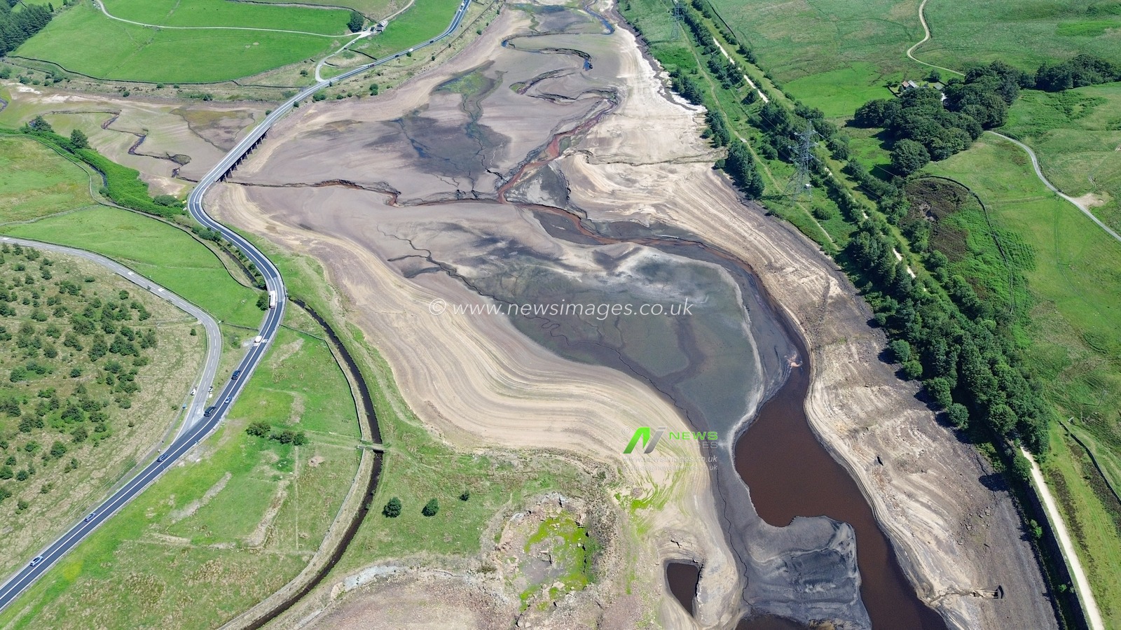 Hosepipe ban announced in parts of UK as water levels appear low at Woodhead Reservoir, Glossop, United Kingdom, 10th July 2025

(Photo by Alfie Cosgrove/News Images)