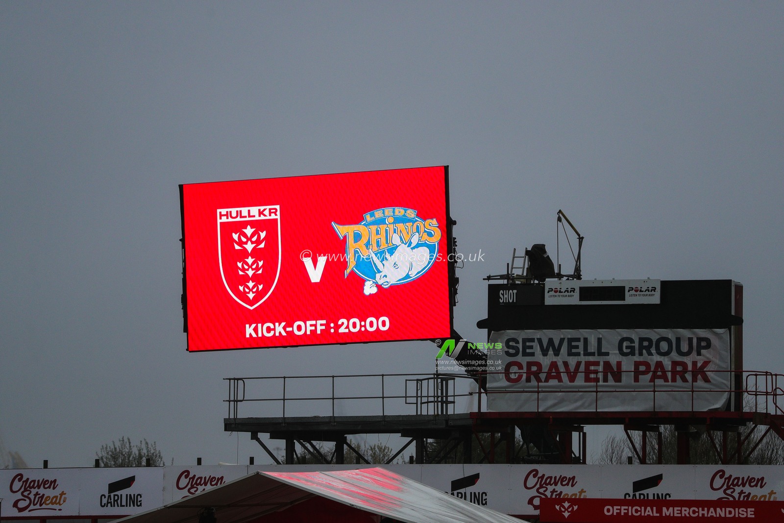 The scoreboard is erected for tonightâ€™s televised Betfred Super League Round 7 match Hull KR vs Leeds Rhinos at Sewell Group Craven Park, Kingston upon Hull, United Kingdom, 31st March 2023

(Photo by James Heaton/News Images)