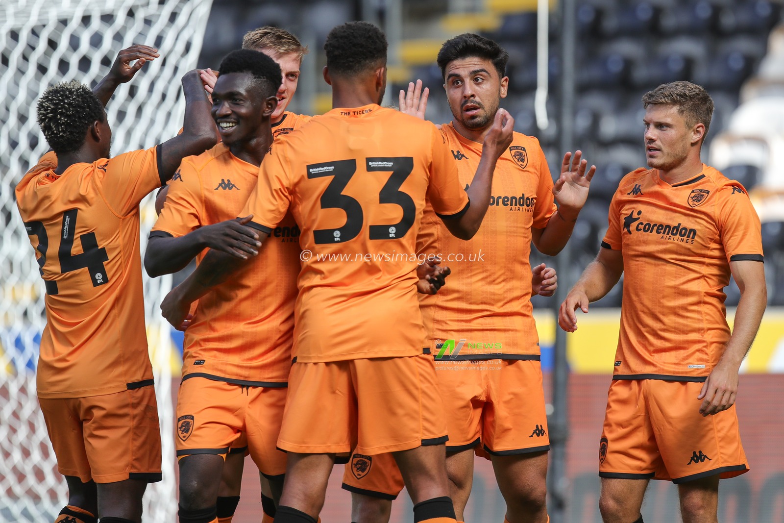 Ozan Tufan #7 of Hull City celebrates his goal and makes the score 1-0 during the Pre-season friendly match Hull City vs Nantes at MKM Stadium, Hull, United Kingdom, 29th July 2023

(Photo by James Heaton/News Images)