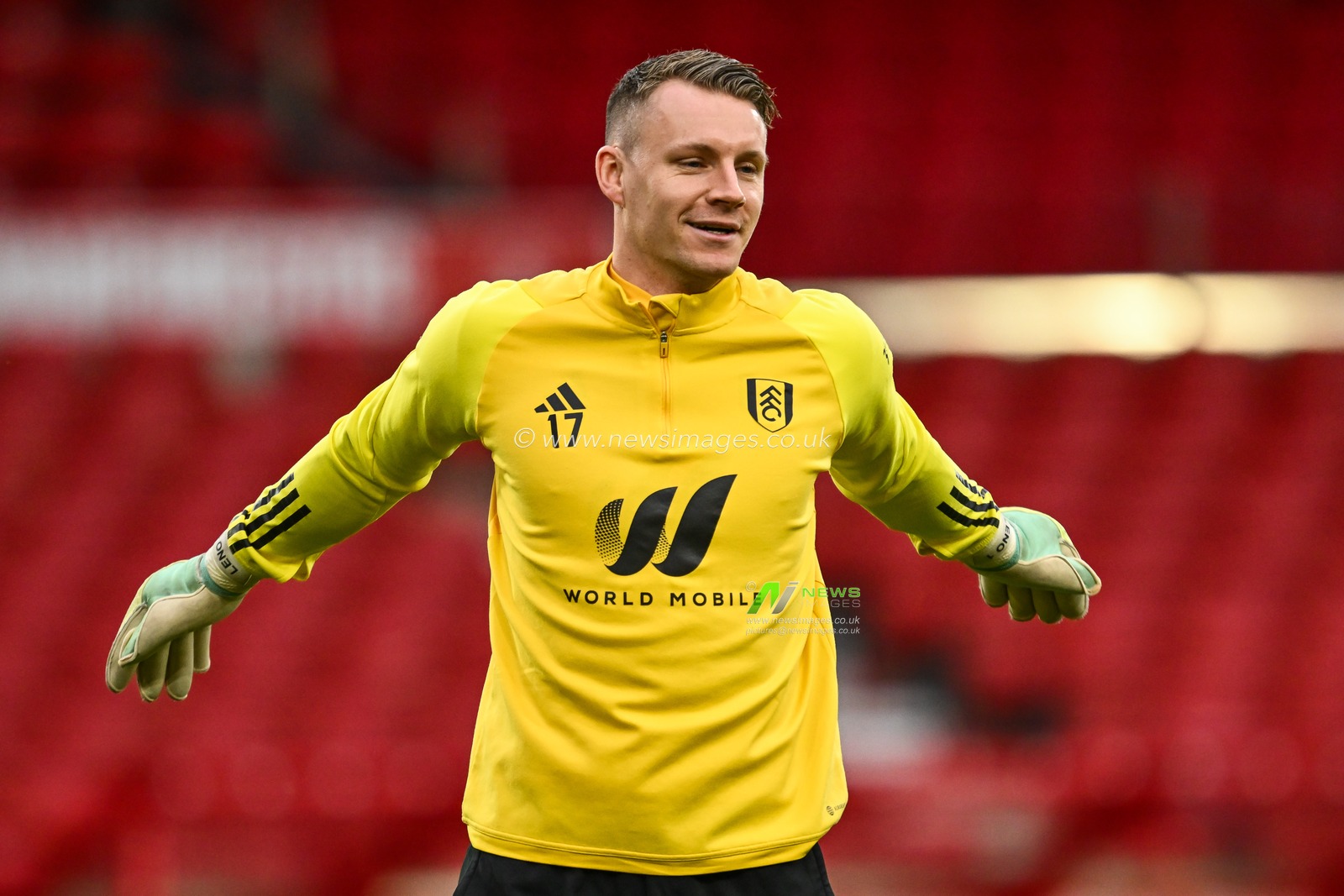 Bernd Leno of Fulham during the pre-game warmup ahead of the Premier League match Nottingham Forest vs Fulham at City Ground, Nottingham, United Kingdom, 2nd April 2024

(Photo by Craig Thomas/News Images)