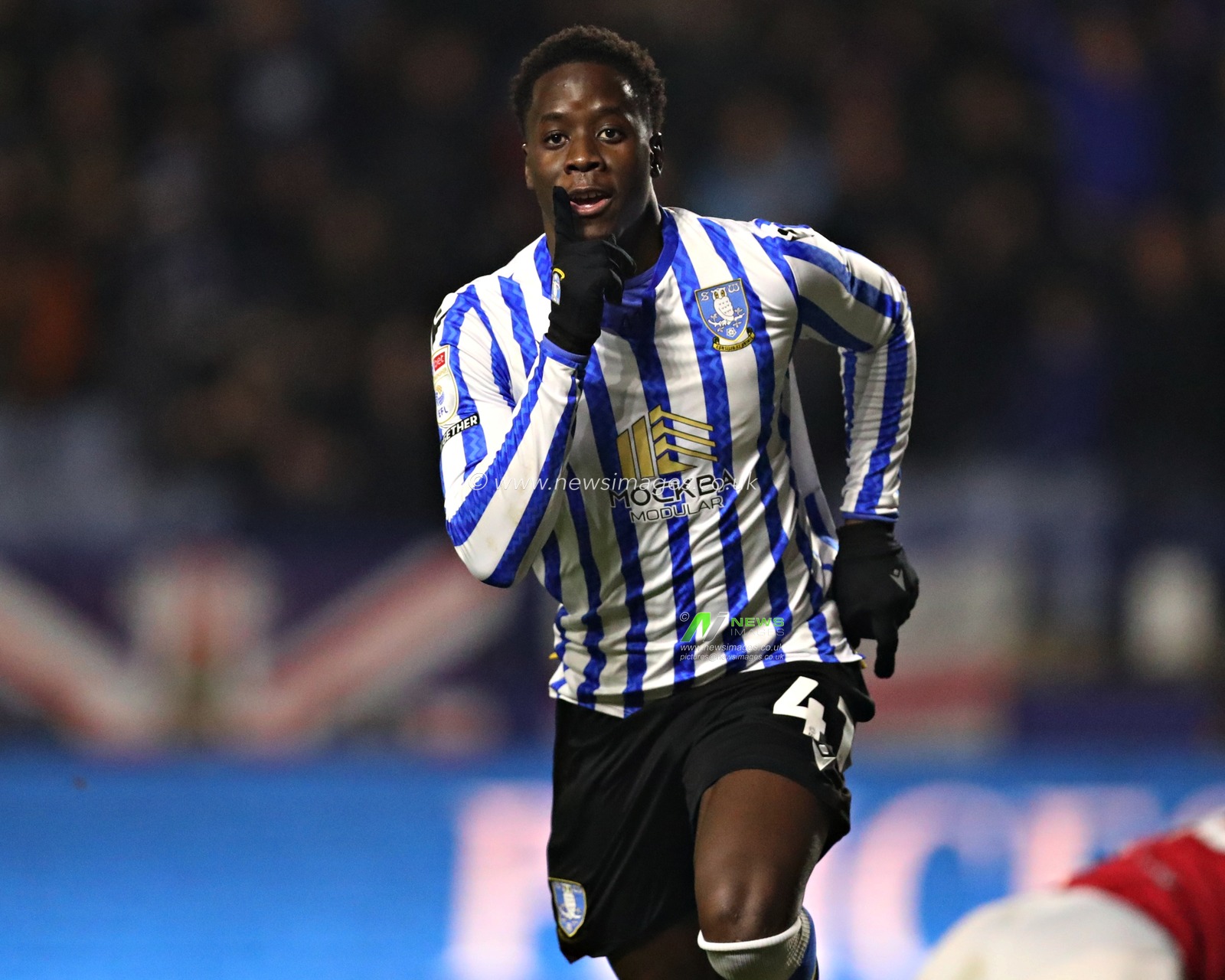 Djeidi Gassama of Sheffield Wednesday celebrates his goal during the Sky Bet Championship match Sheffield Wednesday vs Bristol City at Hillsborough, Sheffield, United Kingdom, 22nd January 2025

(Photo by Sam Eaden/News Images)