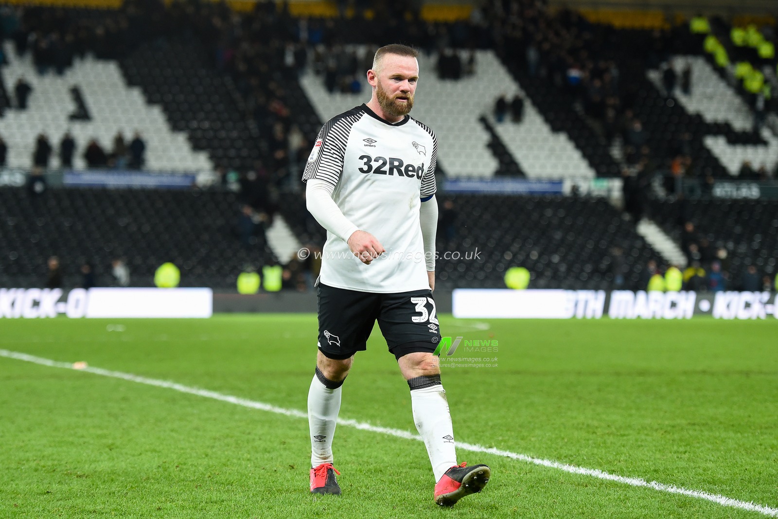 21st February 2020, Pride Park Stadium, Derby, England; Sky Bet Championship, Derby County v Fulham : Wayne Rooney (32) of Derby County makes his way to the dressing rooms