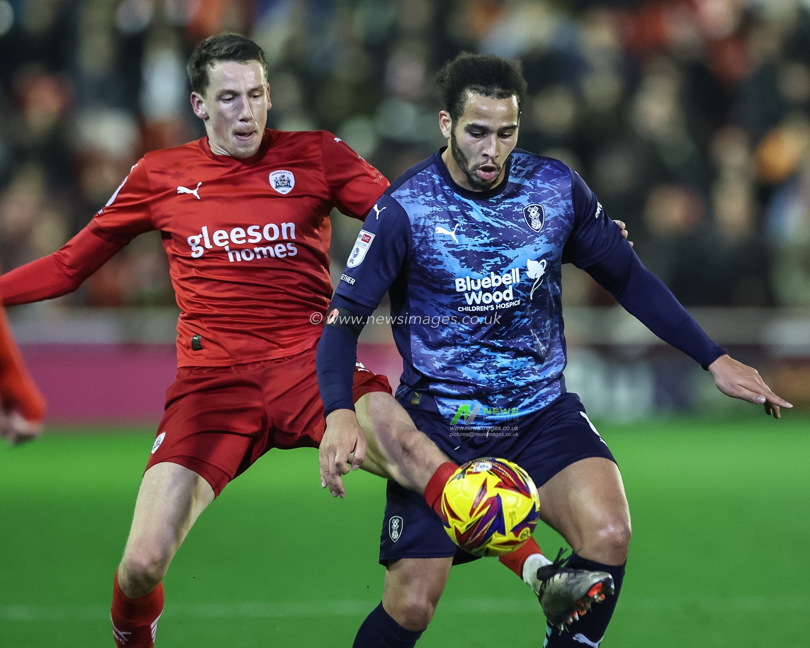 MaÃ«l de Gevigney of Barnsley and Sam Nombe of Rotherham United battle for the ball during the Sky Bet League 1 match Barnsley vs Rotherham United at Oakwell, Barnsley, United Kingdom, 8th November 2024

(Photo by Mark Cosgrove/News Images)