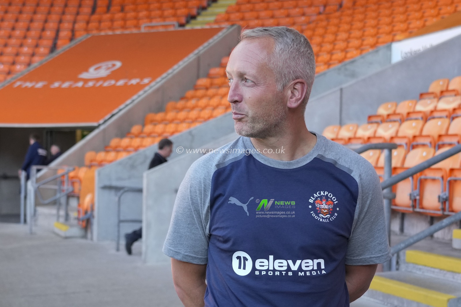 Neil Critchley Manager of Blackpool arrives at the stadium before the Sky Bet League 1 match Blackpool vs Port Vale at Bloomfield Road, Blackpool, United Kingdom, 15th August 2023

(Photo by Steve Flynn/News Images)