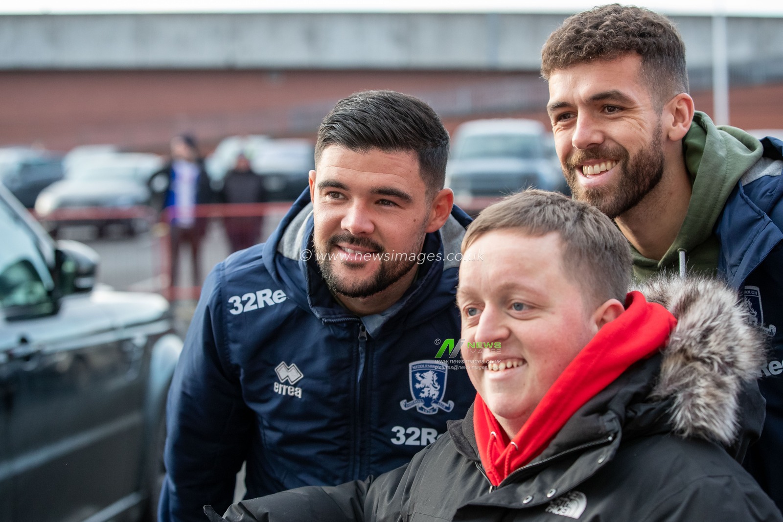 Alex Mowatt #4 and Tommy Smith #14 of Middlesbrough have their photo taken with supporters ahead of the Sky Bet Championship match Middlesbrough vs Luton Town at Riverside Stadium, Middlesbrough, United Kingdom, 10th December 2022

(Photo by James Heaton/News Images)
