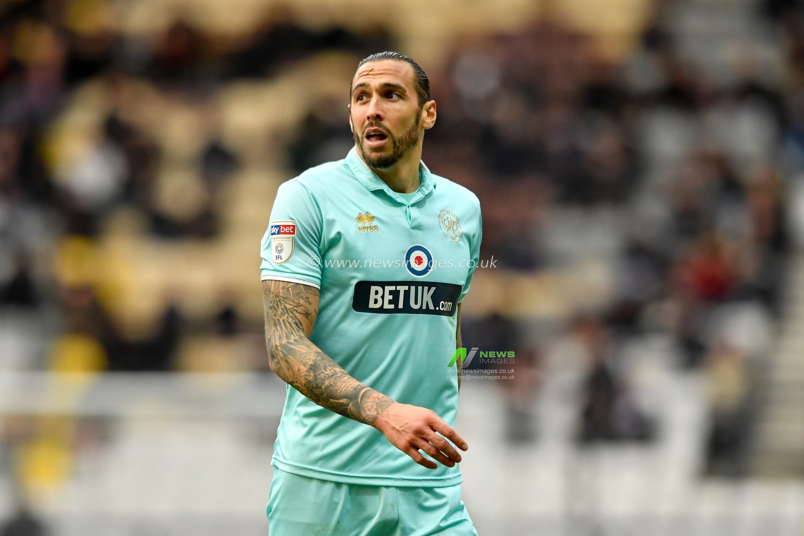 7th March 2020, Deepdale, Preston, England; Sky Bet Championship, Preston North End v Queens Park Rangers : Geoff Cameron (5) of Queens Park Rangers leaves the pitch after receiving a second yellow card in the game