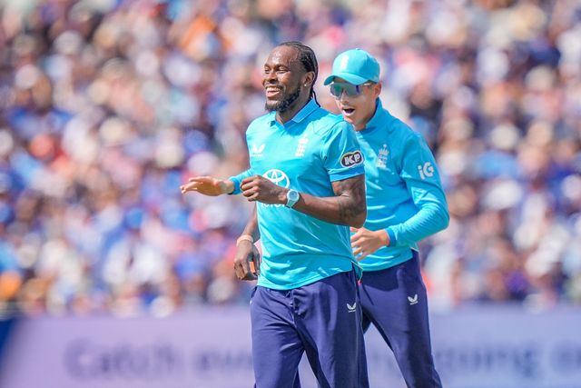 Jofra Archer of England celebrates taking the wicket of Virat Kohli of India during the 1st Metro Bank ODI match England vs India at Edgbaston, Birmingham, United Kingdom on 14 July 2026

(Photo by Maynard Manyowa/News Images)