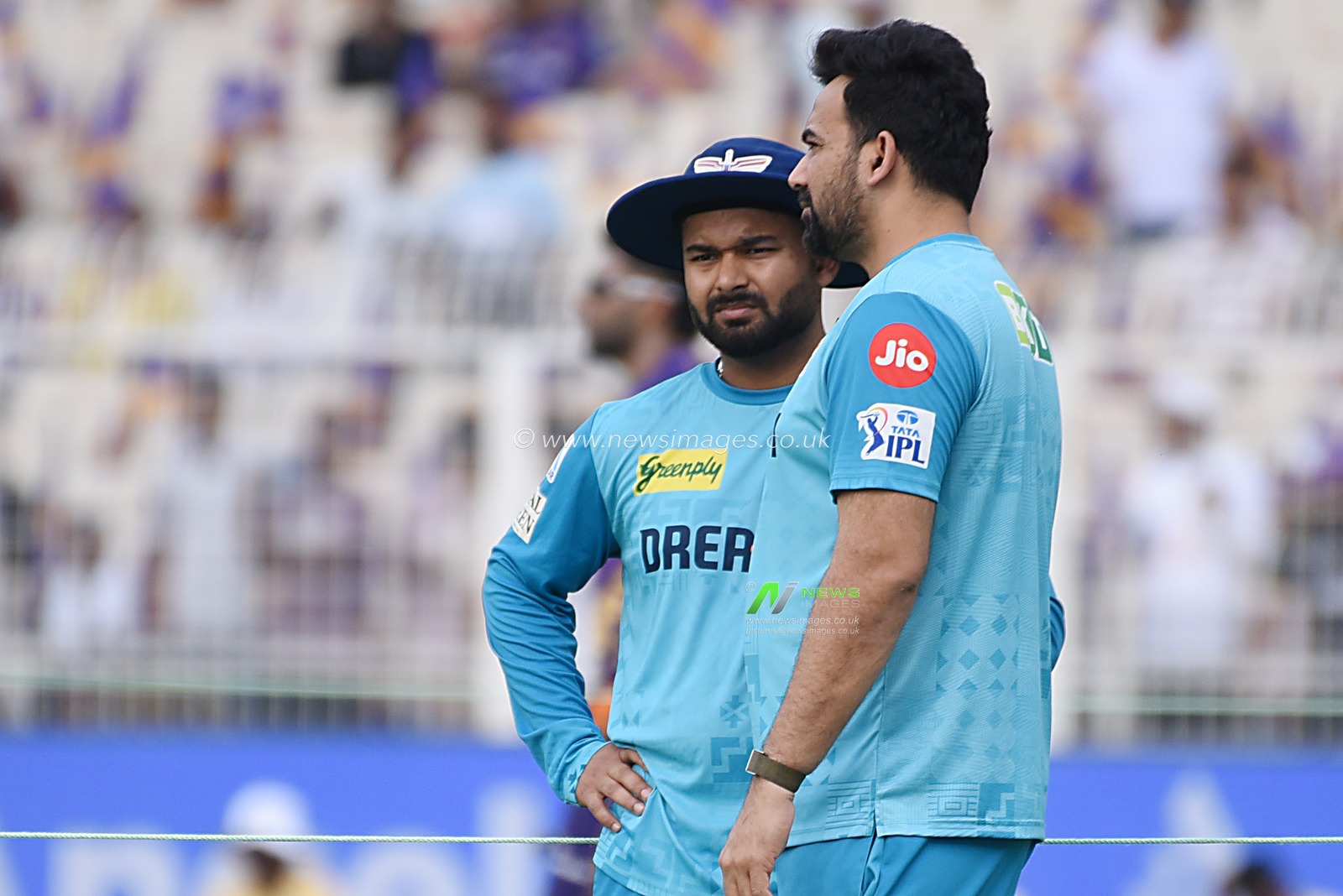 LSG captain Rishabh Pant, left, with mentor Zaheer Khan during the IPL 2025 match between KKR and LSG, at Eden Garden in Kolkata,West Bengal, Tuesday, April 8, 2025.Photo by Debajyoti Chakraborty.(Photo: Debajyoti Chakraborty/News Images)
