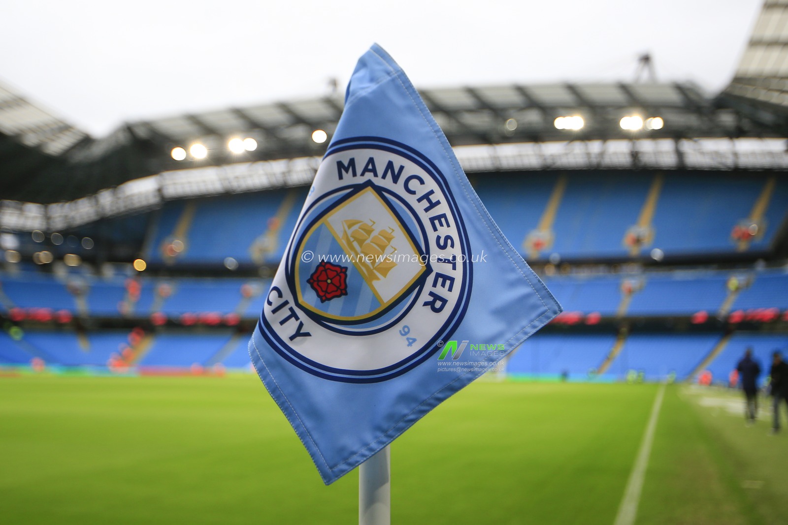 Corner flag at the Etihad ahead of the Premier League match Manchester City vs Everton at Etihad Stadium, Manchester, United Kingdom, 31st December 2022

(Photo by Conor Molloy/News Images)