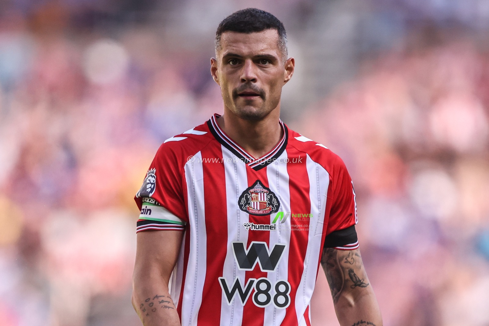 Granit Xhaka of Sunderland during the Premier League match Sunderland vs West Ham United at Stadium Of Light, Sunderland, United Kingdom, 16th August 2025

(Photo by Alfie Cosgrove/News Images)