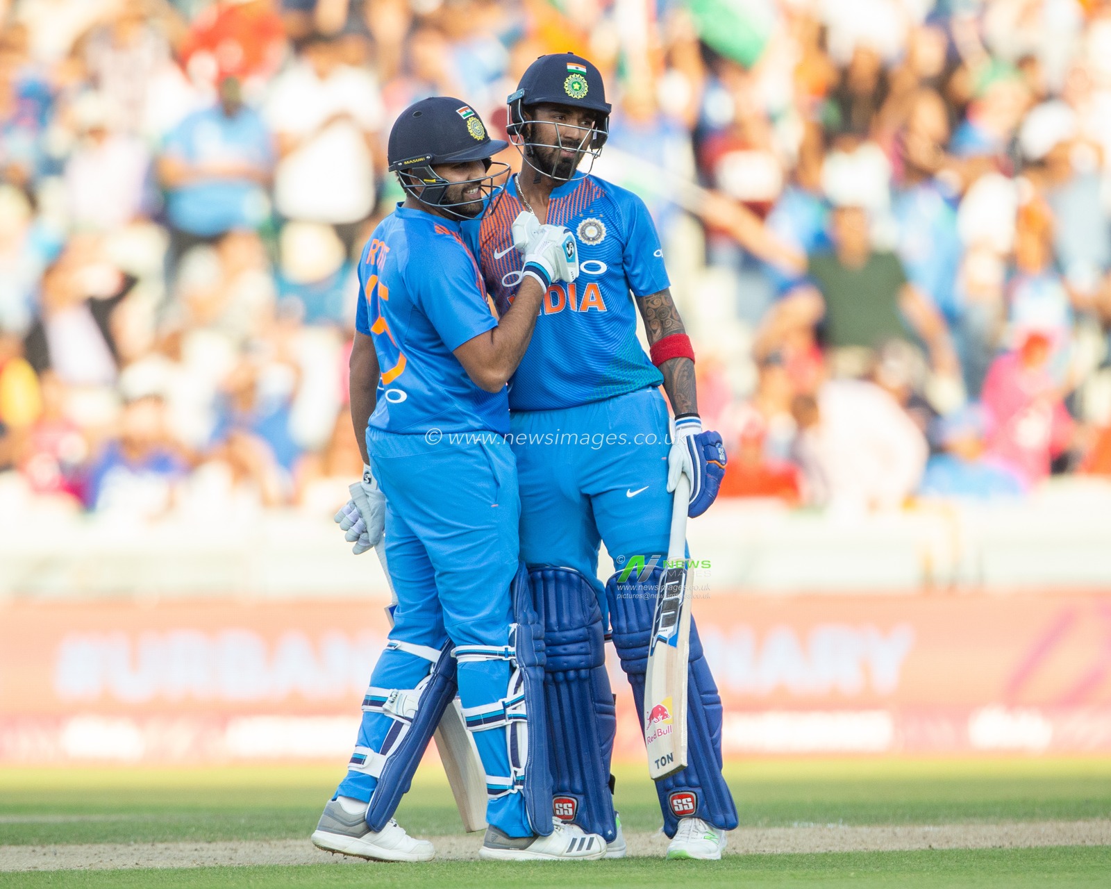 3rd of July 2018 , Emirates Old Trafford, Manchester, England, 1st IT20, Vitality IT20 Series, England v India;KL Rahul of India and Rohit Sharma of India are pushing for a win