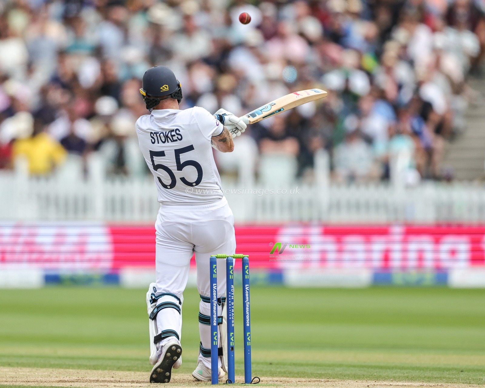 Ben Stokes of England hits a four (4) during the LV= Insurance Ashes Test Series Second Test Day 5 England v Australia at Lords, London, United Kingdom, 2nd July 2023

(Photo by Mark Cosgrove/News Images)