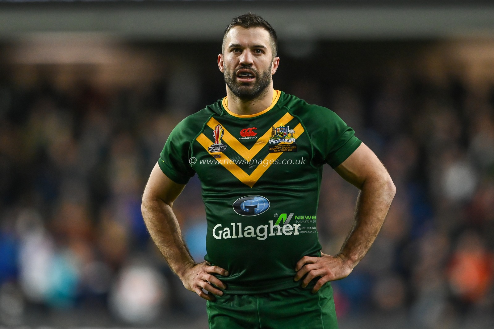 James Tedesco of Australia during the Rugby League World Cup 2021 match Australia vs Fiji at Headingley Stadium, Leeds, United Kingdom, 15th October 2022

(Photo by Craig Thomas/News Images)