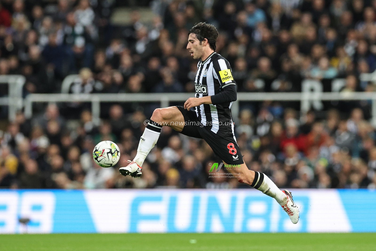 Sandro Tonali #8 of Newcastle United controls the ball during the Carabao Cup Third Round match Newcastle United vs Manchester City at St. James's Park, Newcastle, United Kingdom, 27th September 2023

(Photo by Mark Cosgrove/News Images)