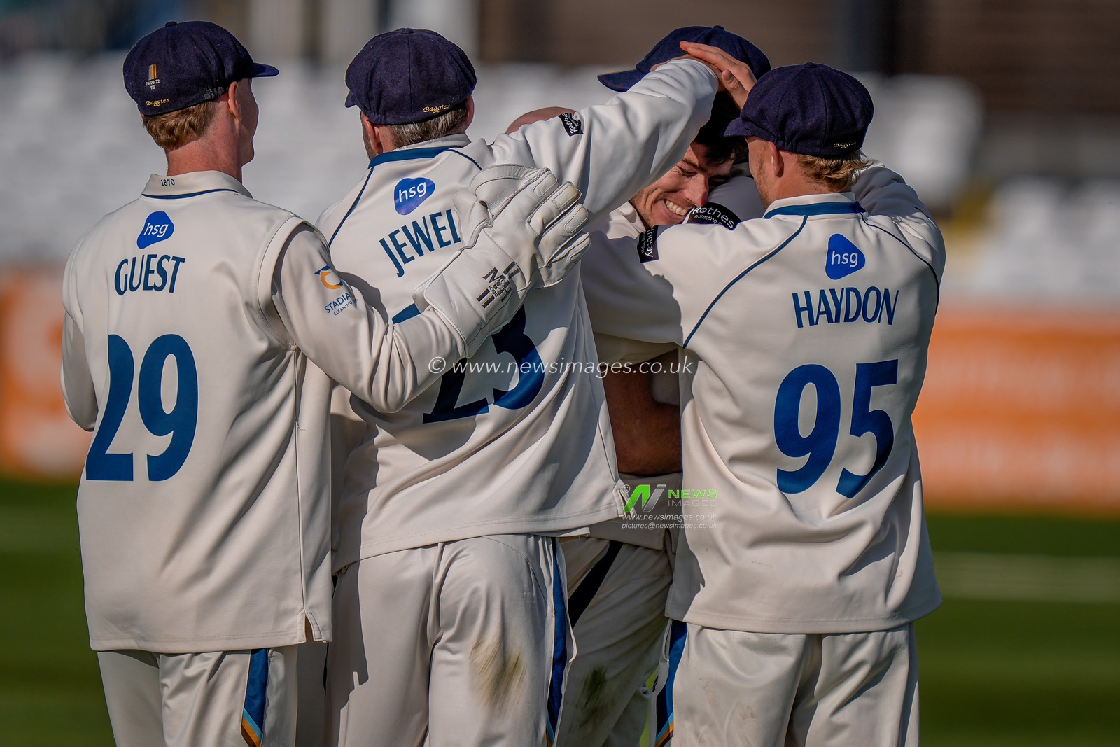 Martin Andersson of Derbyshire celebrates taking the final wicket of George Scrimshaw of Northamptonshire given out LBW to hand Derbyshire the victory during the County Championship Division Two Derbyshire vs Northamptonshire day four match at The Central Co-Op County Ground, Derby, United Kingdom on 11 May 2026

(Photo by Maynard Manyowa/News Images)