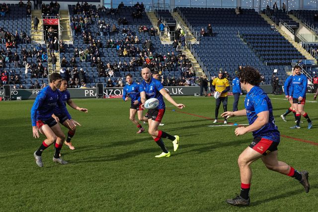 James Harrison of Warrington Wolves in the pre-game warm up during the Betfred Super League round 6 match Leeds Rhinos vs Warrington Wolves at AMT Headingley Stadium, Leeds, United Kingdom on 29 March 2026

(Photo by Mark Cosgrove/News Images)
