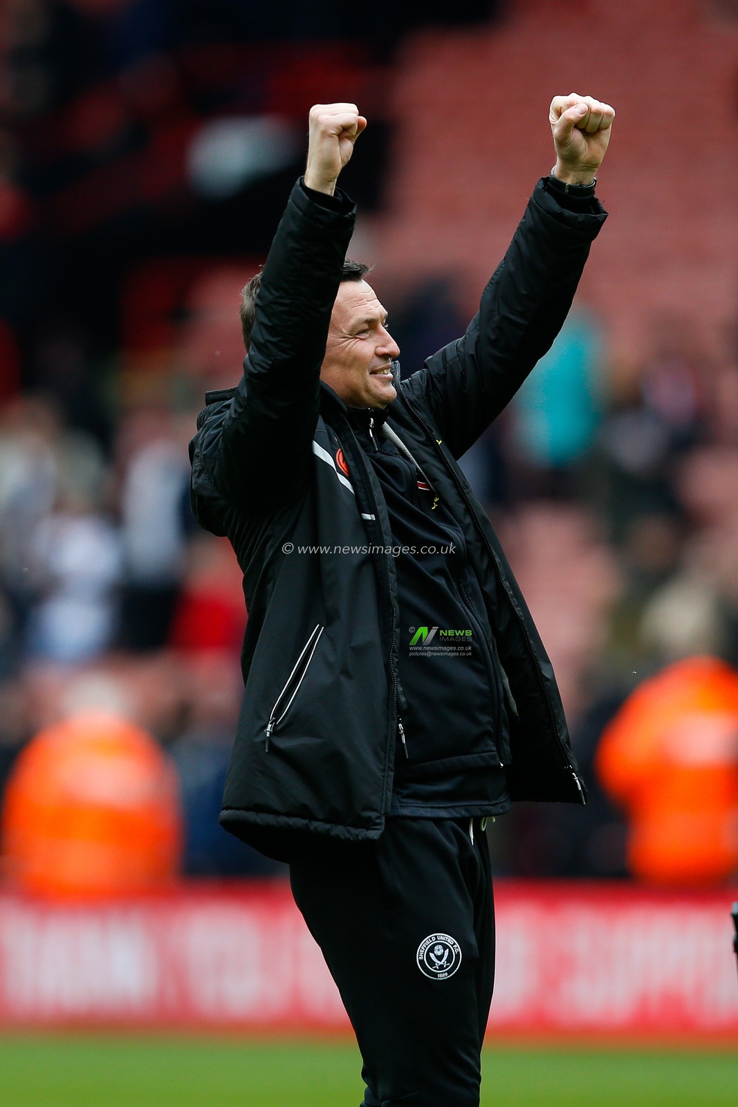 Paul Heckingbottom manager of Sheffield United celebrates winning the Sky Bet Championship match Sheffield United vs Cardiff City at Bramall Lane, Sheffield, United Kingdom, 15th April 2023

(Photo by Ben Early/News Images)